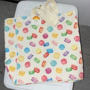 Macaron designed canvas tote bag